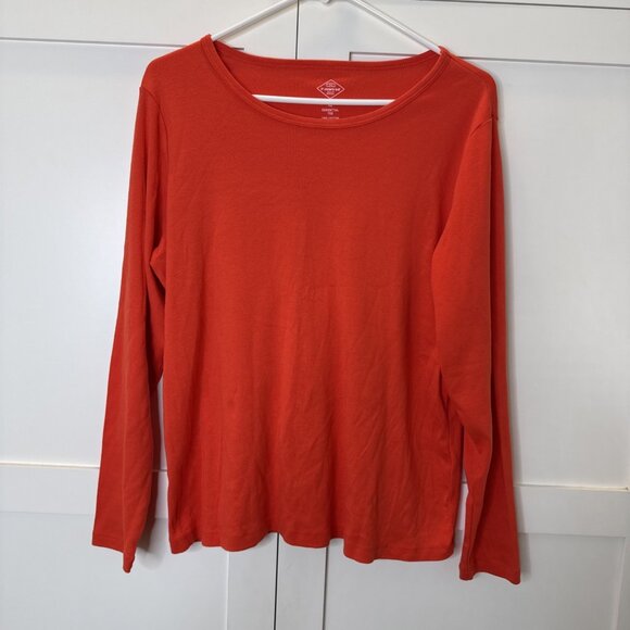 ST. JOHN'S BAY Essential Tee Womens Long Sleeve Orange XL - Picture 1 of 15
